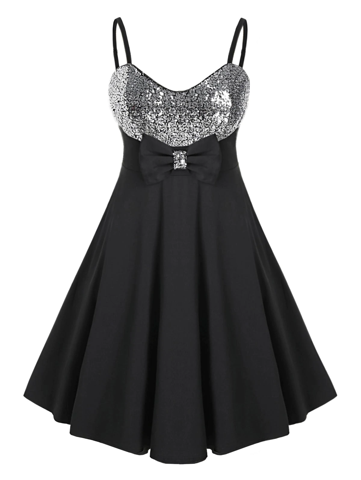 Plus Size Sequins Bowknot Prom Dress