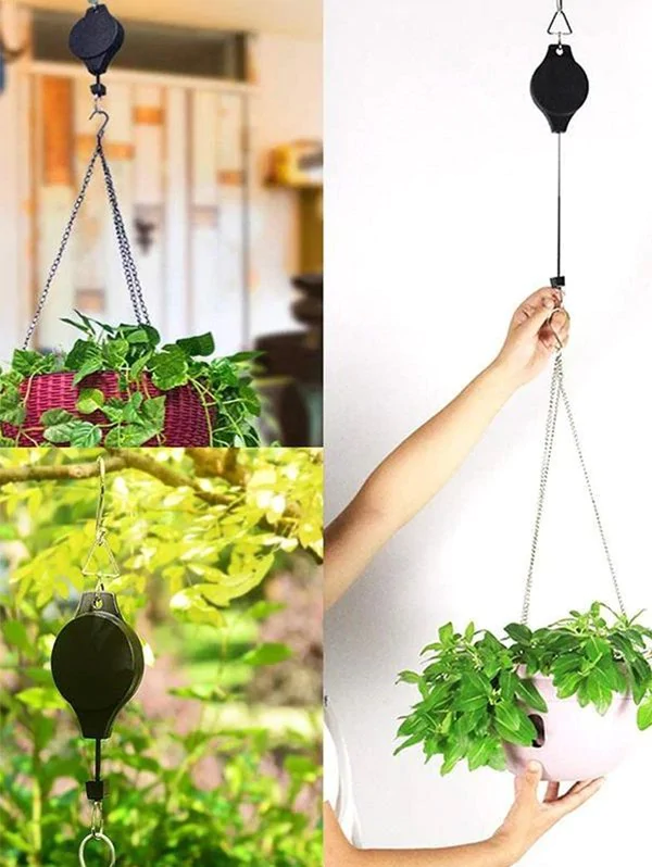 Gardening Easy Reach Retractable Hook For Hanging Flower Pot