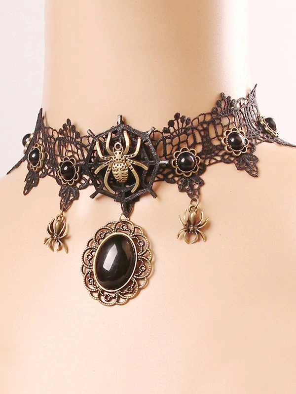 Halloween Spider Lace Choker Necklace