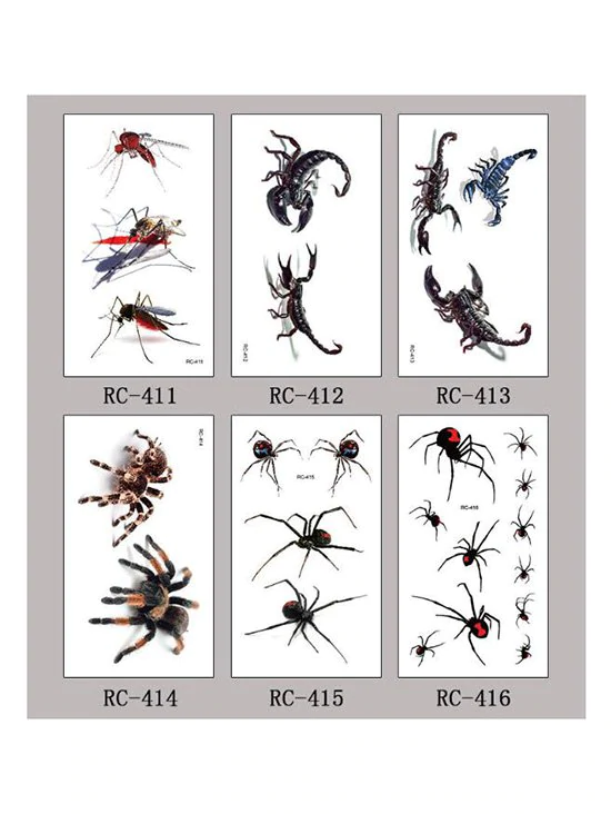 Halloween Waterproof 3D Insect Spider Tattoo Stickers Set