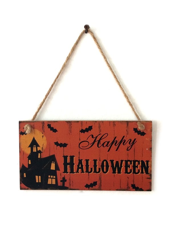 Halloween Haunted House Pattern Wood Hanging Decor