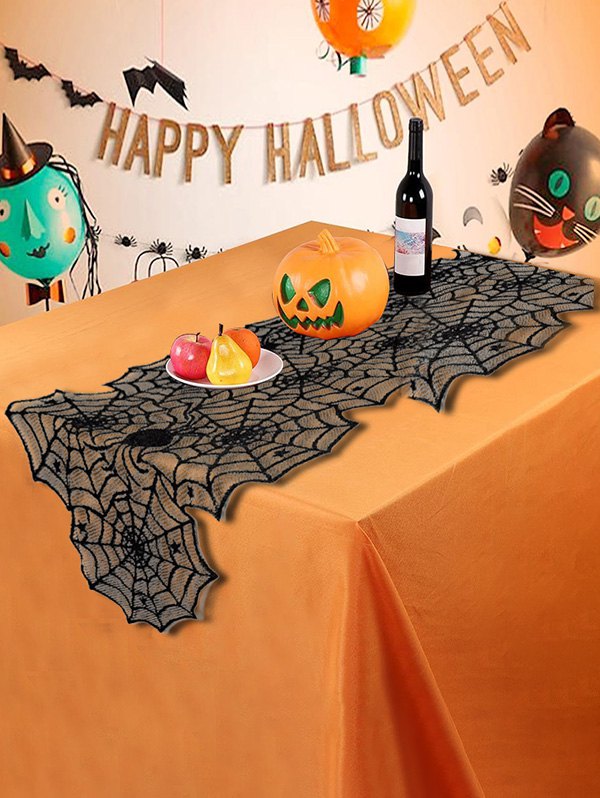 Halloween Spider Web Lace Table Runner