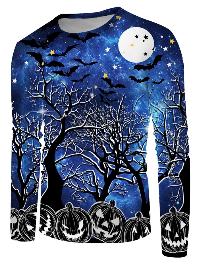 Halloween Night Pumpkin Print Long Sleeve T-shirt