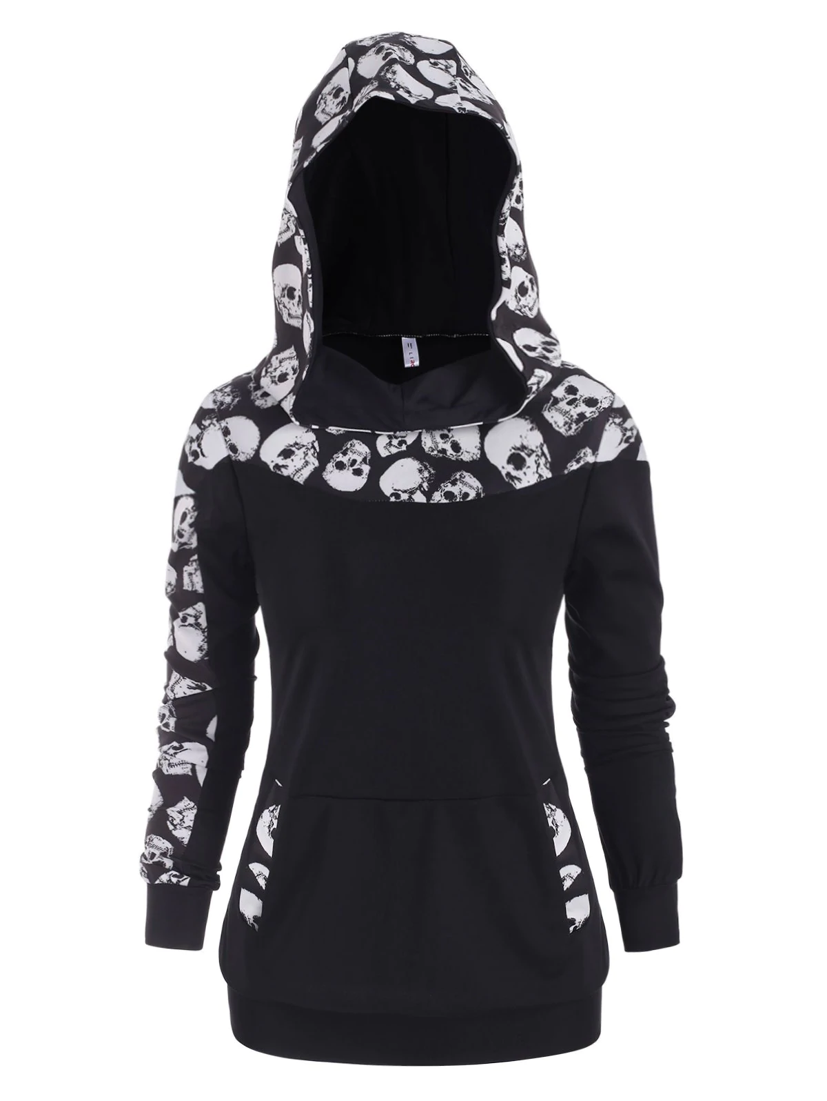 Plus Size Halloween Skull Print Hoodie