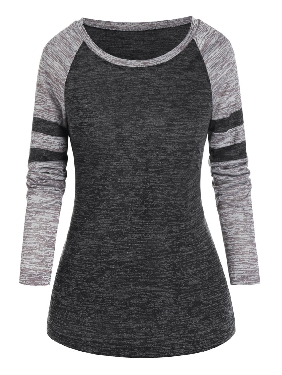 Casual Striped Raglan Sleeve T-shirt