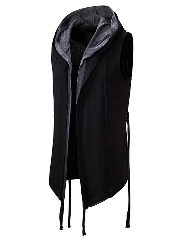 Belted 2 in 1 Open Front Gothic Hooded Vest