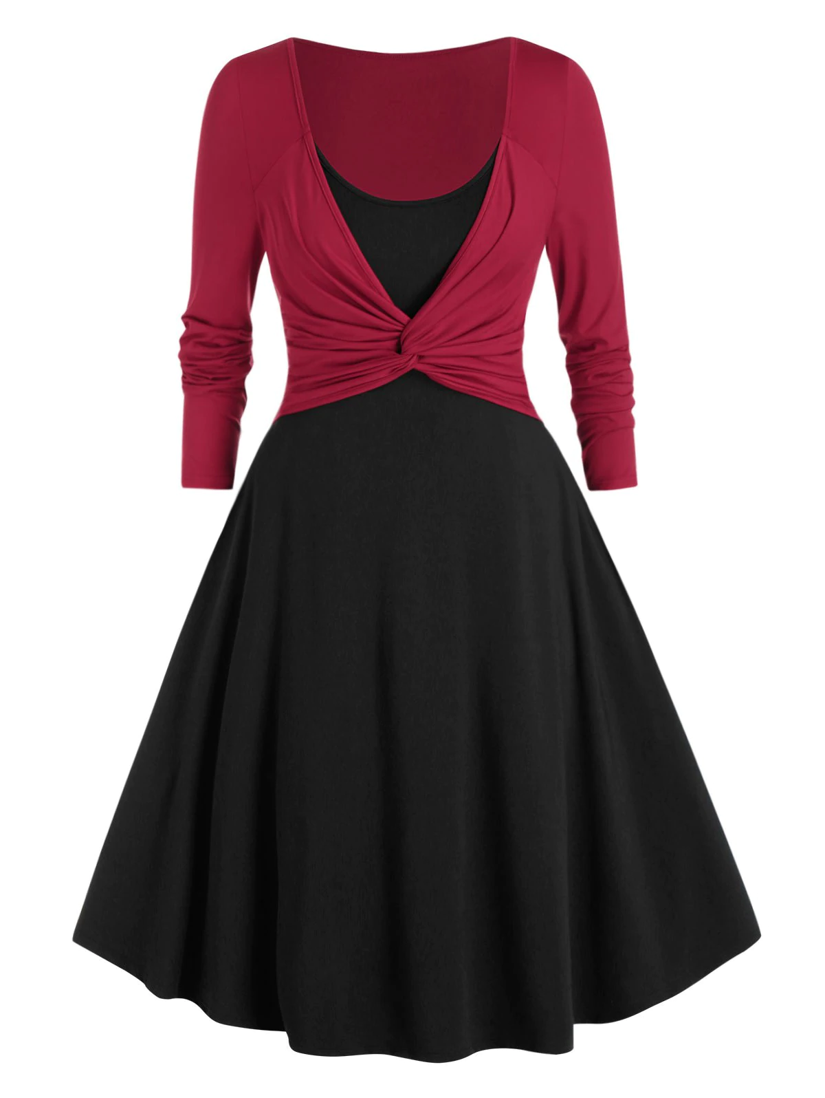 Plus Size Front Twist Twofer Dress