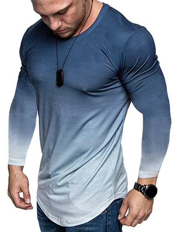 Ombre Slim Fit Crew Neck Long Sleeve T-shirt