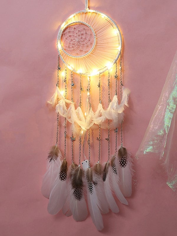 Stars Butterfly Embellished Indian Feather Dream Catcher