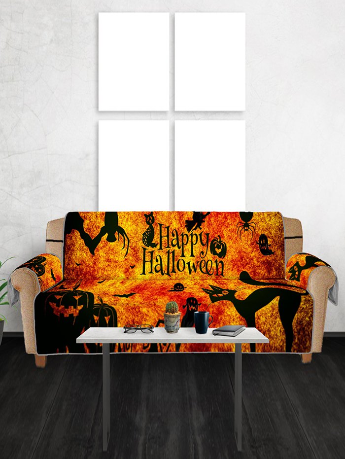 Halloween Pumpkin Cat Patterned Couch Cover