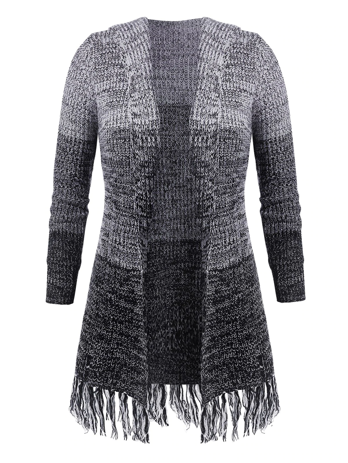 Plus Size Open Front Fringed Cardigan