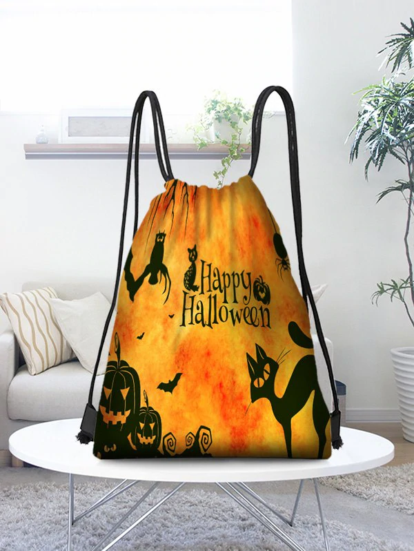 Halloween Pumpkin Print Drawstring Candy Bag