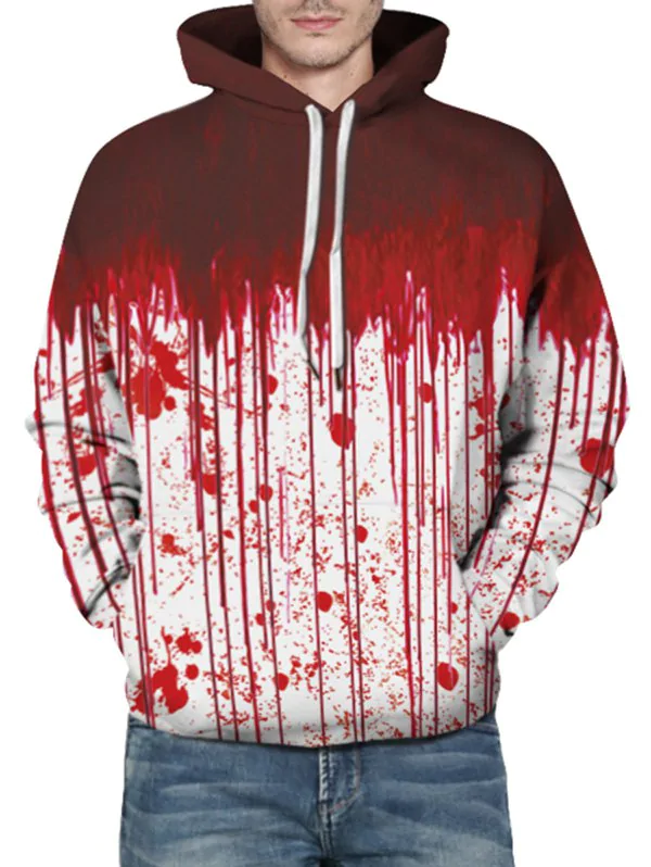 Kangaroo Pocket Halloween Dripping Blood Print Hoodie