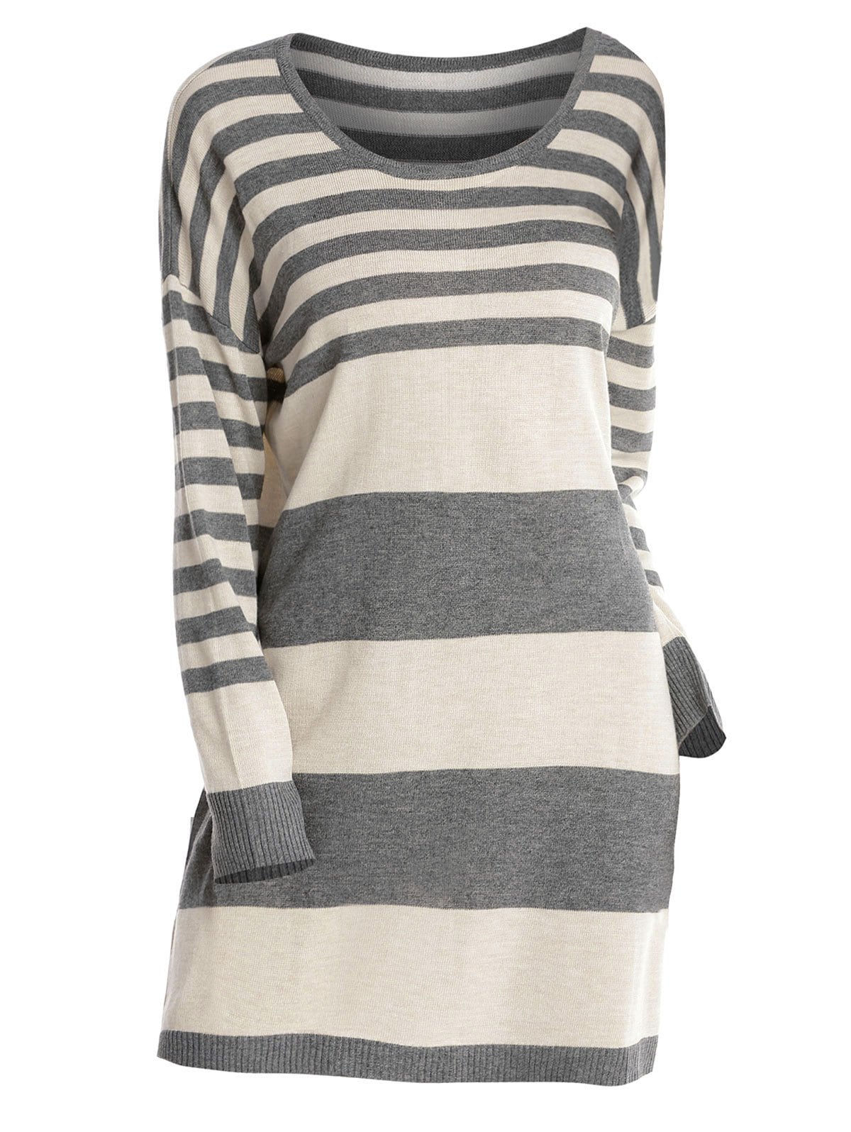 Plus Size Striped Drop Shoulder Sweater Dress