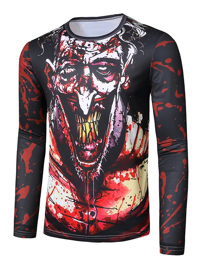 Halloween Scary Man Pattern Slim Fit T Shirt