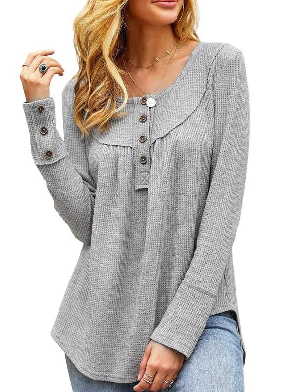 Textured Half Button Tunic Knitwear