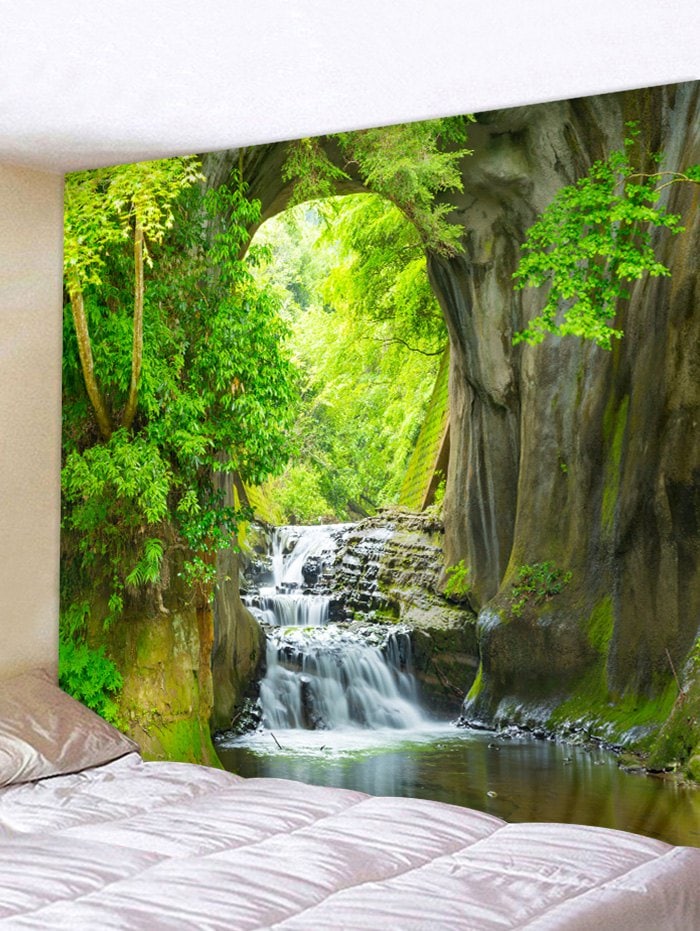 Forest Waterfall Pattern Home Wall Tapestry