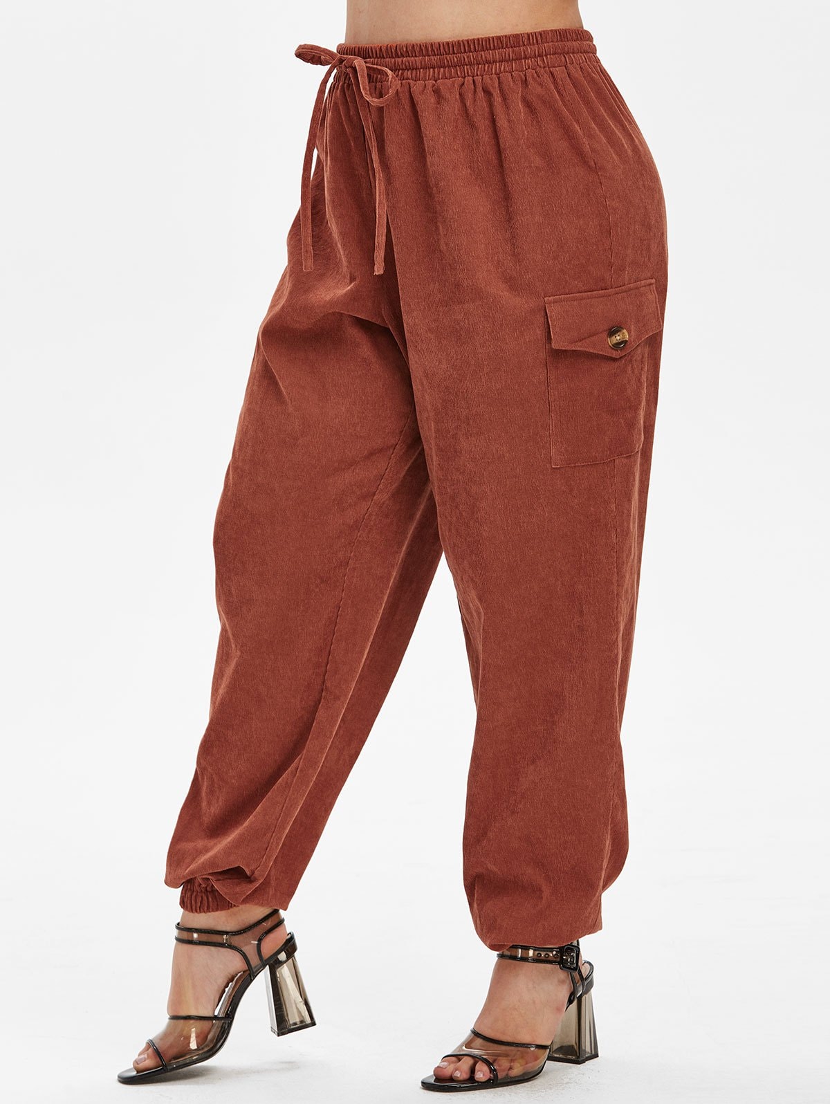 Plus Size Drawstring Corduroy Pants