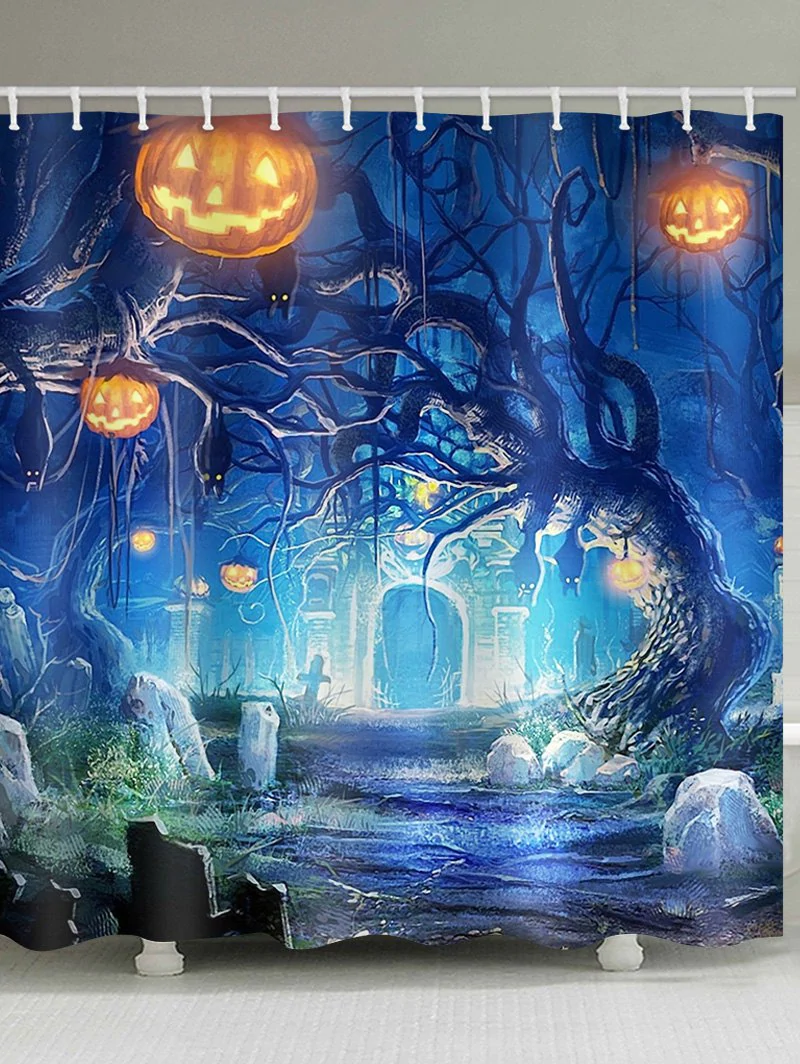 Halloween Pumpkin Printing Waterproof Shower Curtain