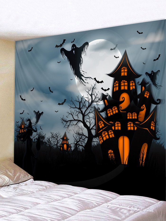 Halloween Night Ghost Bat Pattern Wall Hanging Tapestry