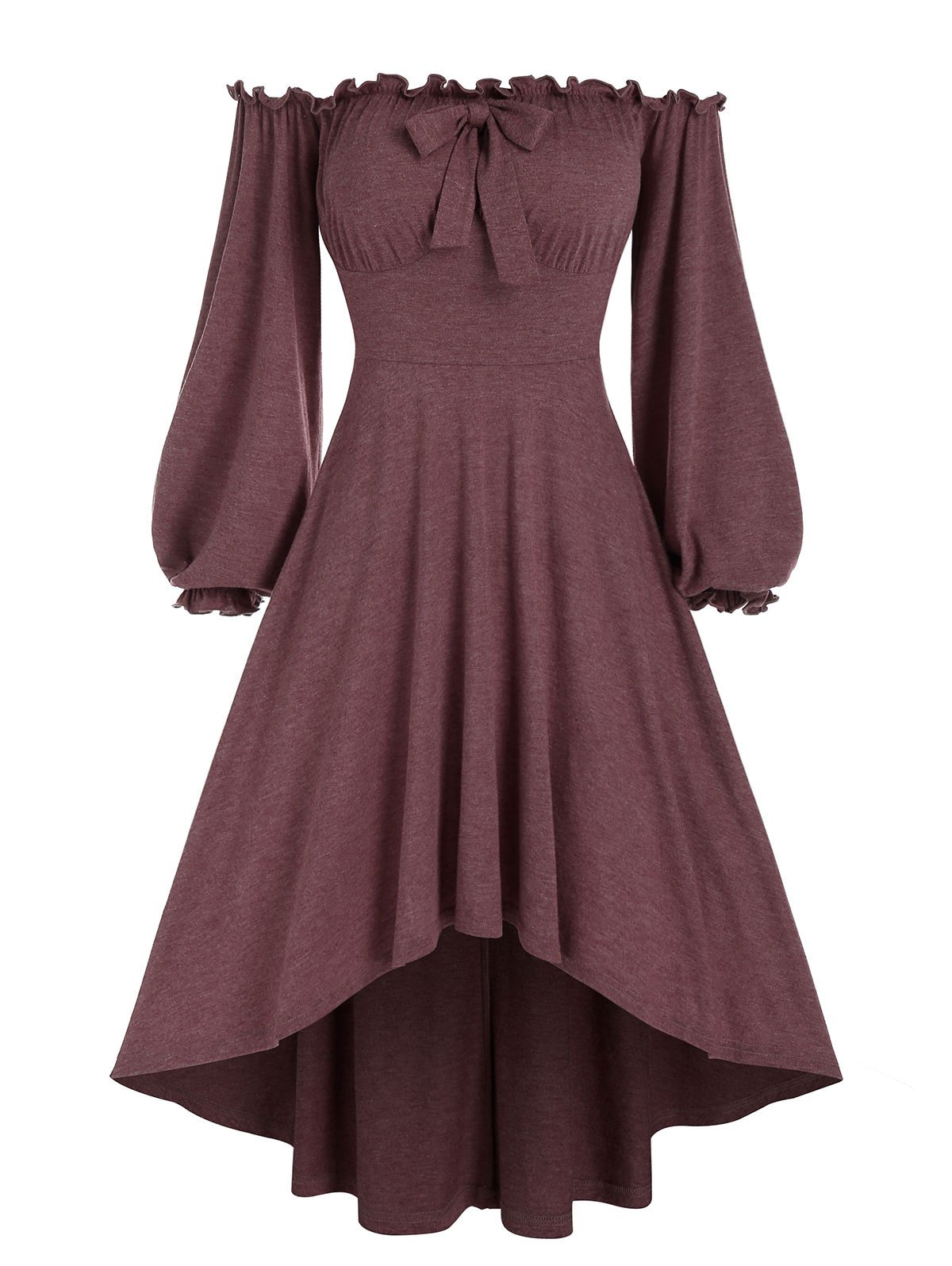 Off The Shoulder Bowknot High Low Dress