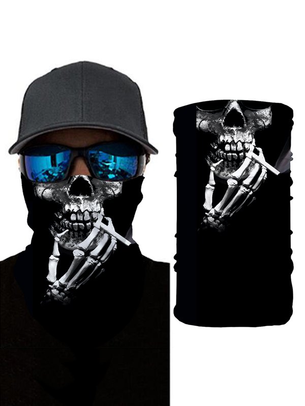 Halloween Skeleton Smoking Print Riding Face Mask Neck Gaiter