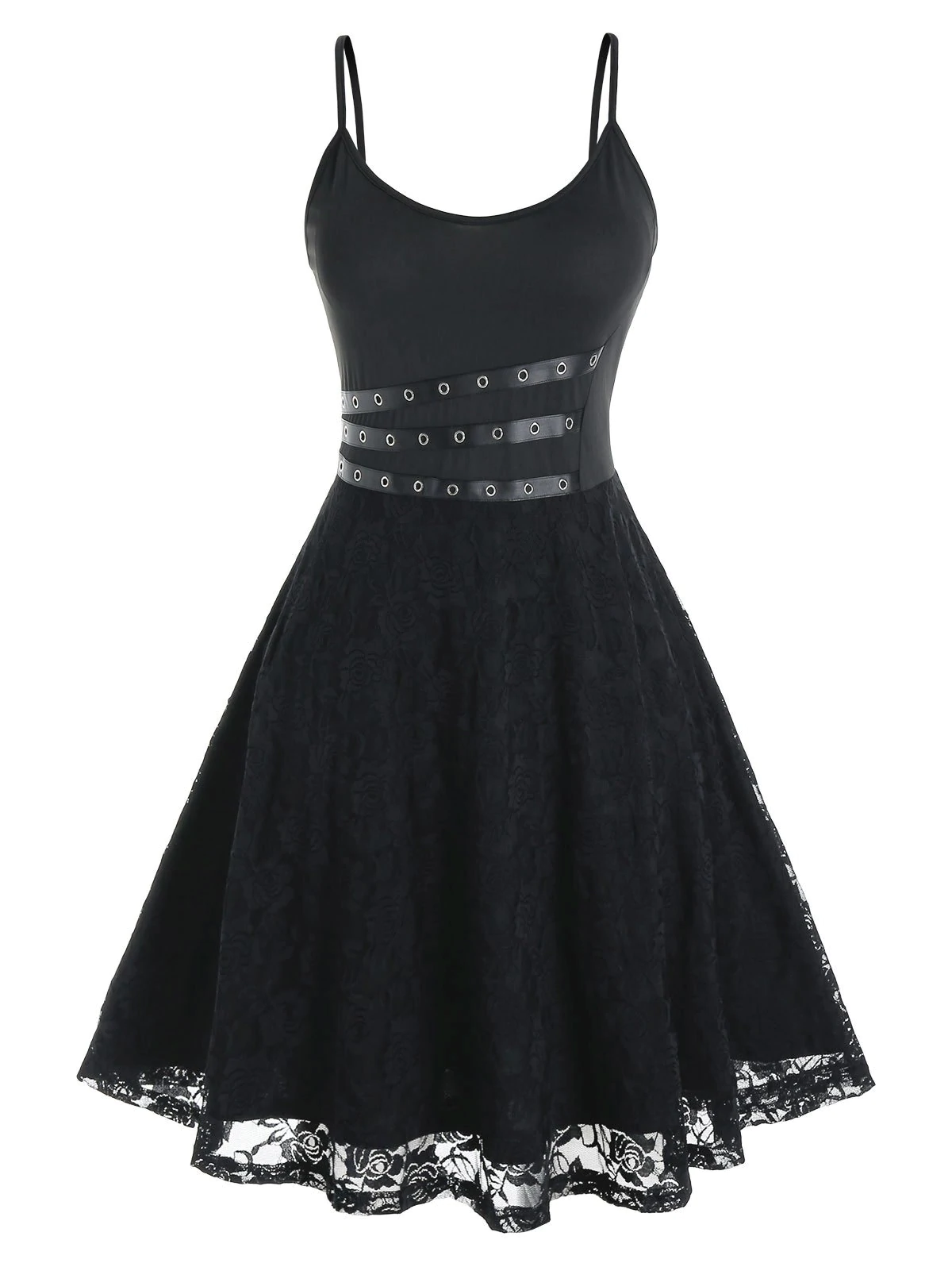 Plus Size Lace Grommet Eyelet Cami Dress