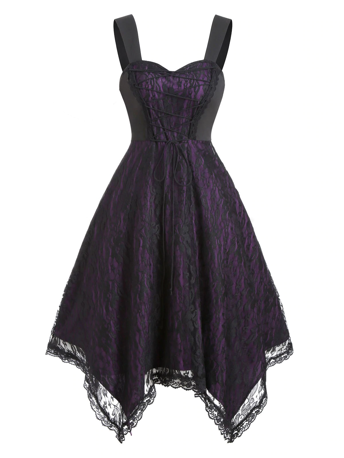 Lace Up Gothic Lace Cami Dress