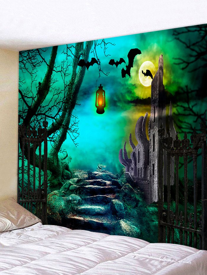 Halloween Night Stone Road Printed Wall Hanging Tapestry