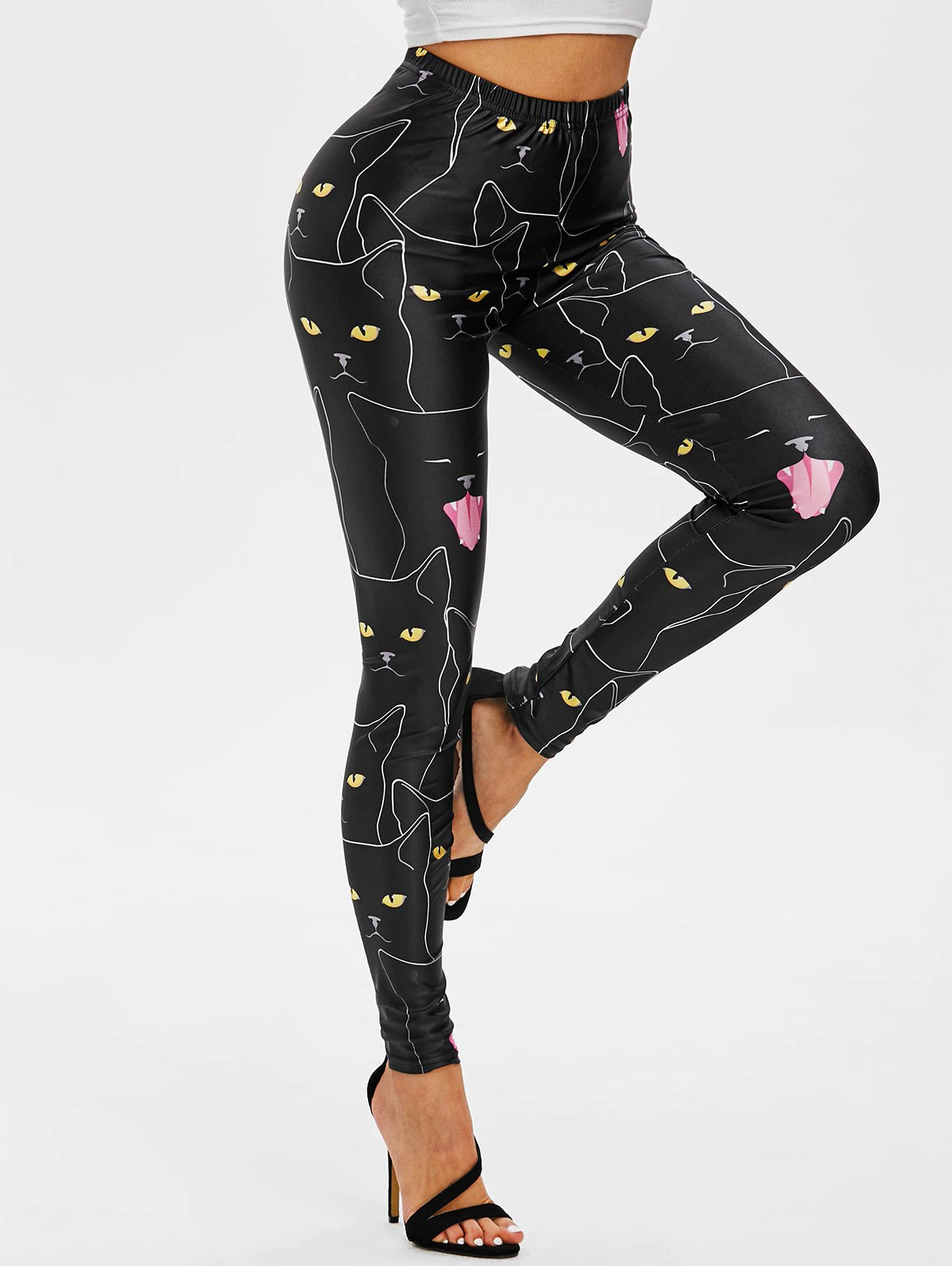 Halloween Cats Graphic High Waisted Leggings