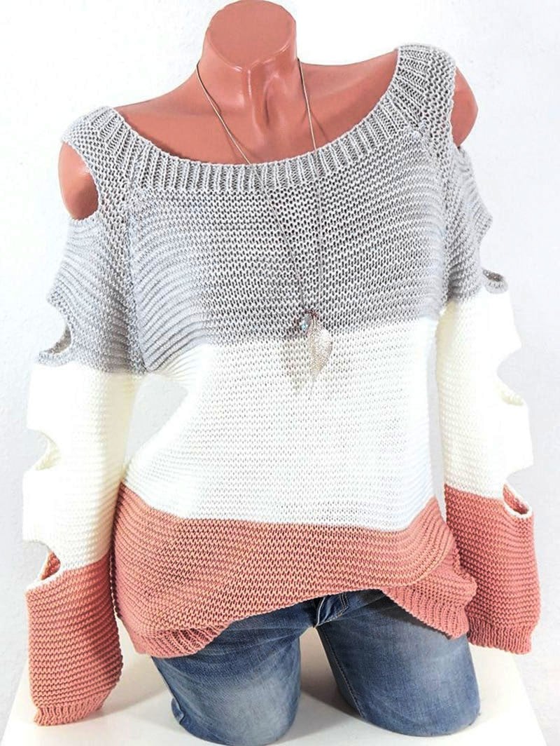 Colorblock Cutout Raglan Sleeve Jumper Sweater