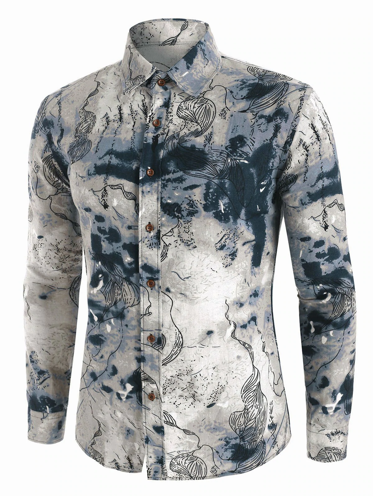 Abstract Landscape Paint Pattern Vintage Long Sleeve Shirt