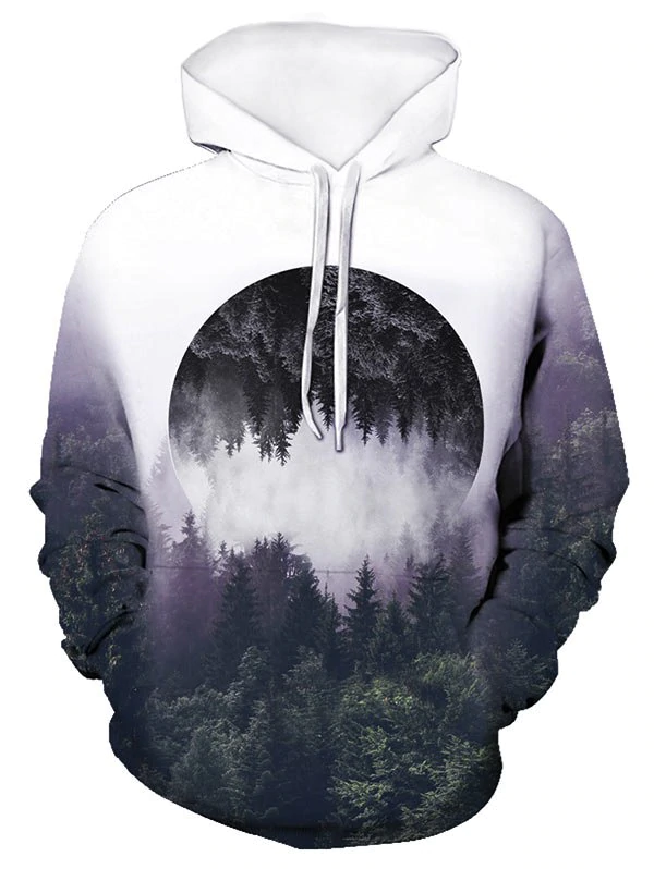 Forest Reflective Pattern Front Pocket Pullover Hoodie