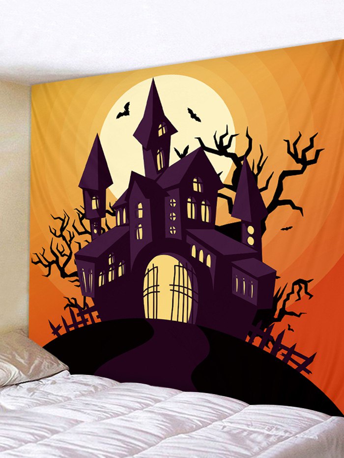 Halloween Castle Moon Pattern Decorative Wall Hanging Tapestry