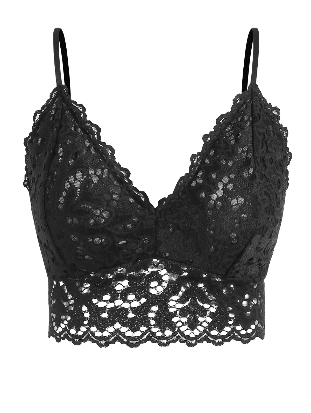 Solid Scalloped Lace Plus Size Bralette