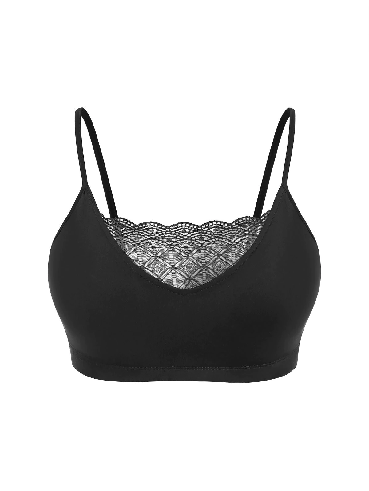 Scalloped Lace Panel Padded Plus Size Bralette