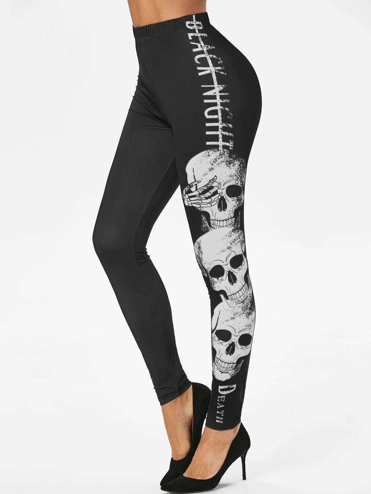 Halloween Skull Pattern High Waist Skinny Leggings