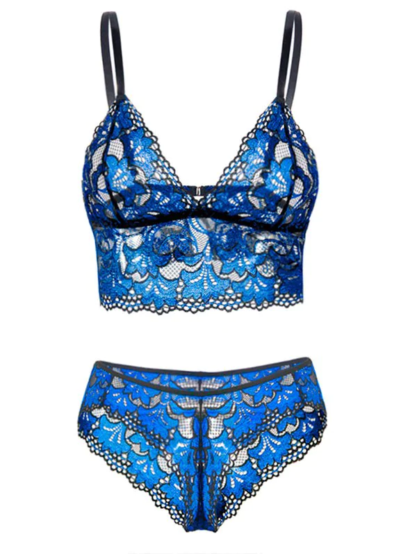 Two Tone Lace Bralette Lingerie Set