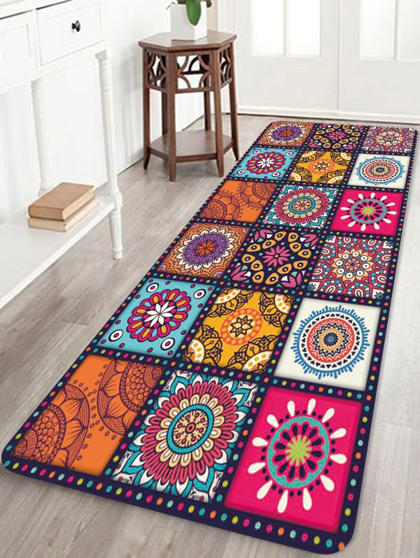 Bohemian Patchwork Floral Printing Floor Mat