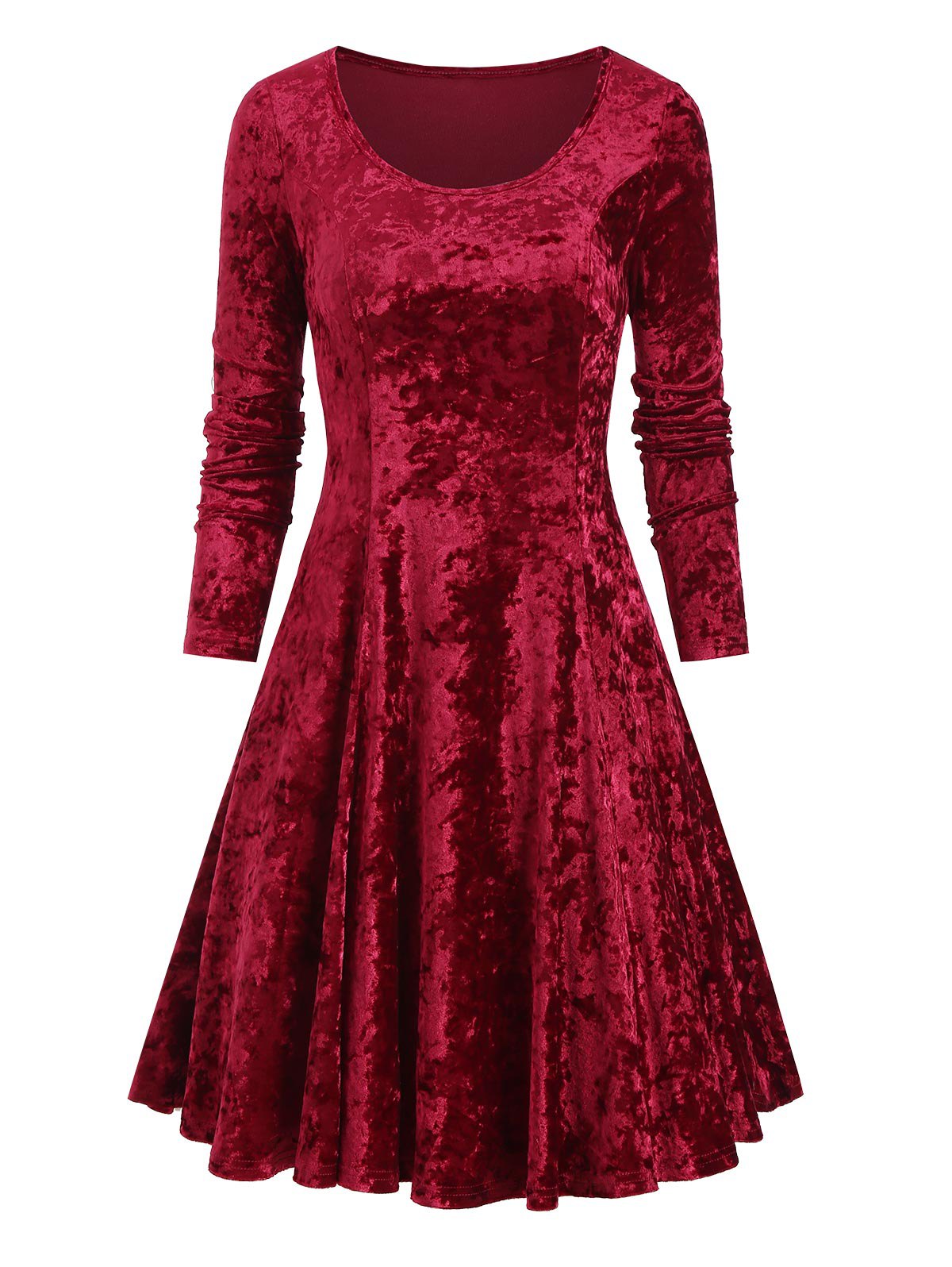 Round Neck Velour A Line Dress