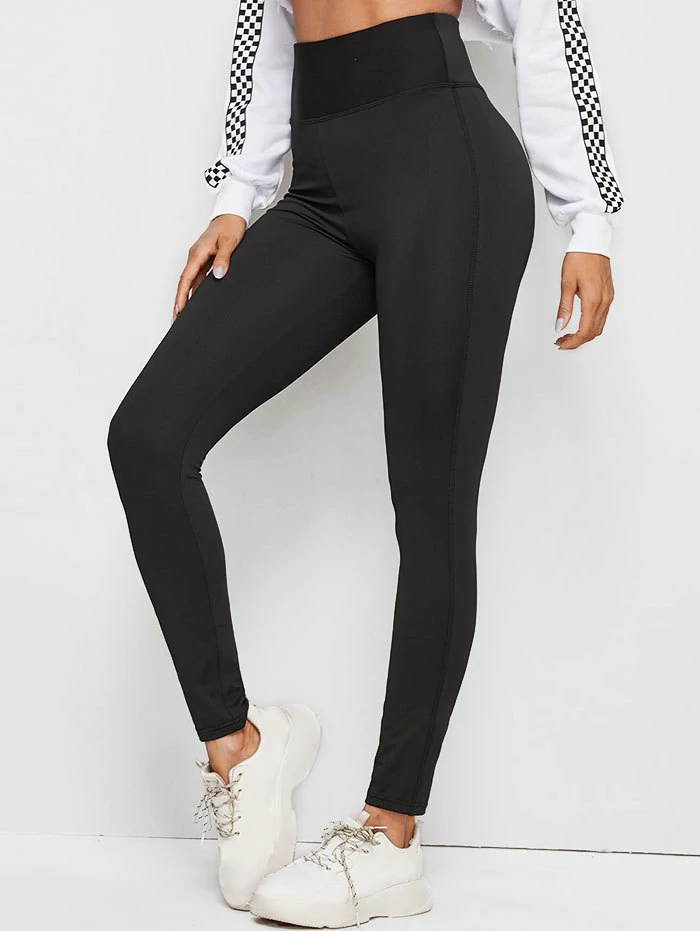 Mesh Panel Wide Waistband High Rise Gym Leggings