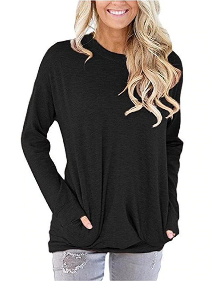 Long Sleeve Drop Shoulder Pocket Tunic Tee