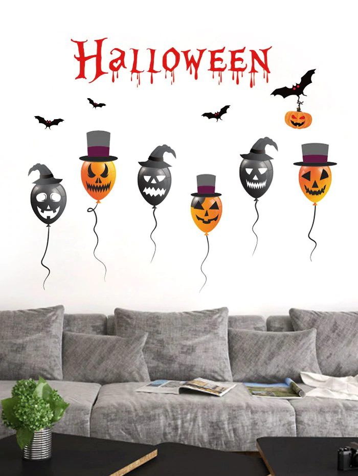 Halloween Pumpkin Balloon Printing Wall Sticker Set