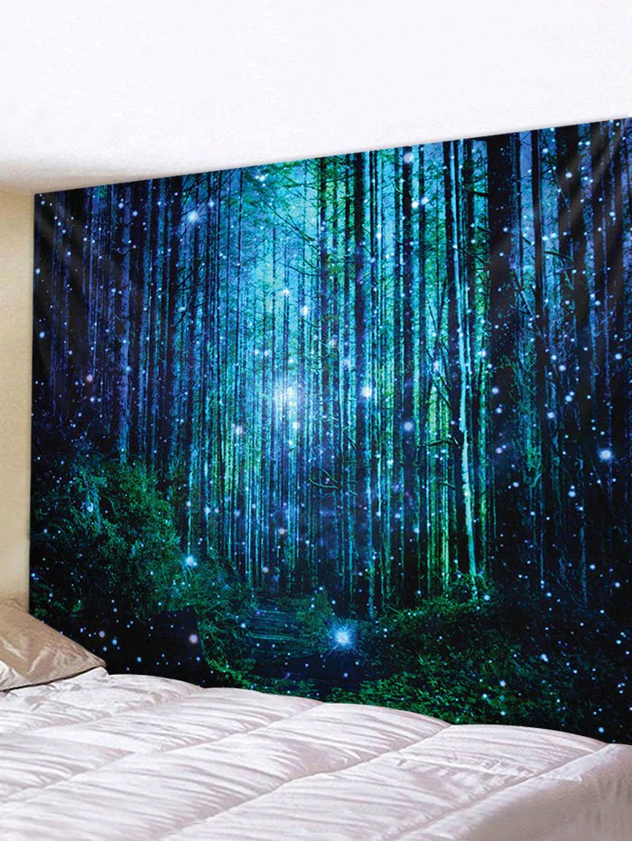 Forest Starry Night Pattern Waterproof Wall Tapestry