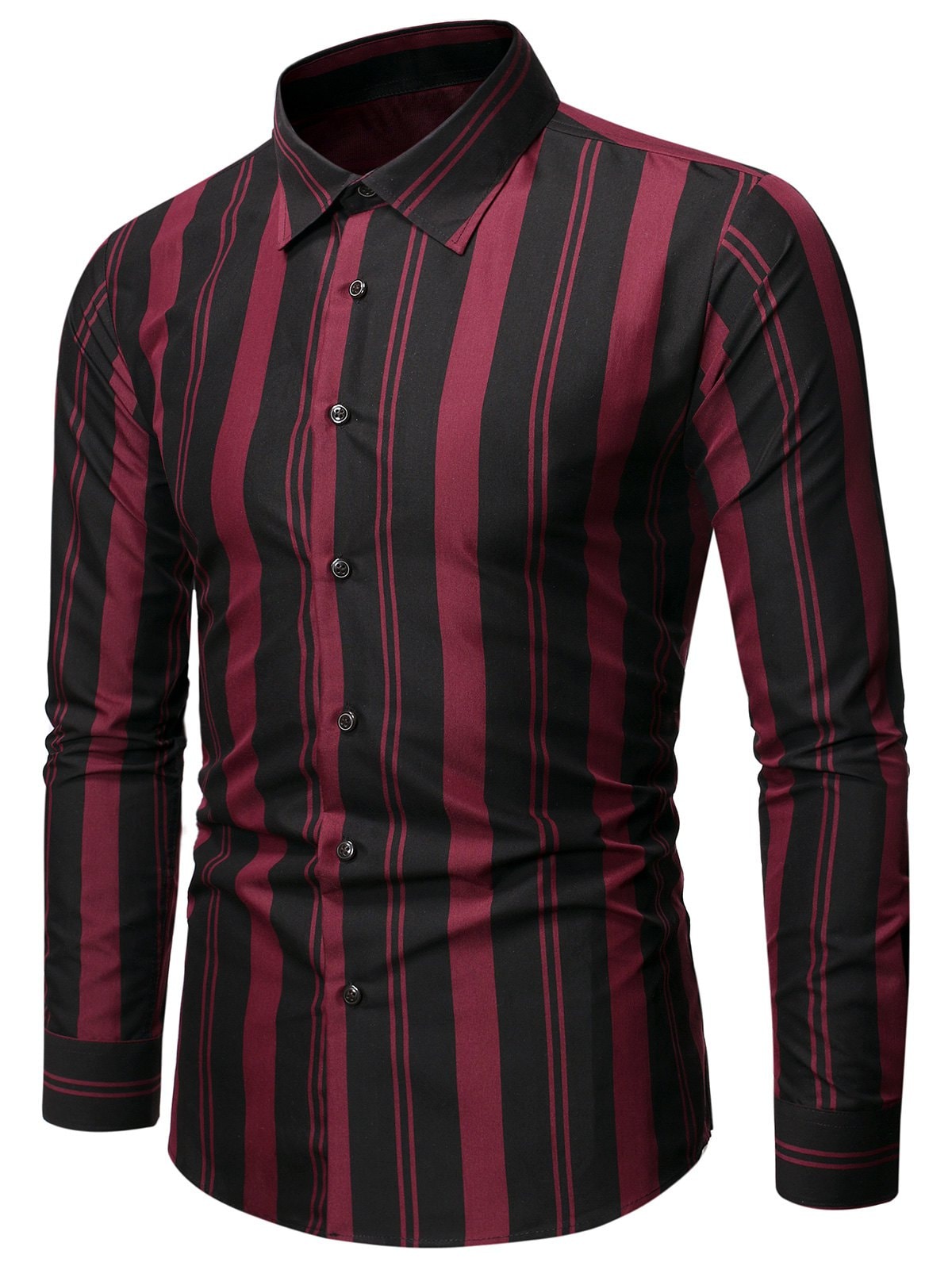 Balanced Striped Button Up Slim Shirt