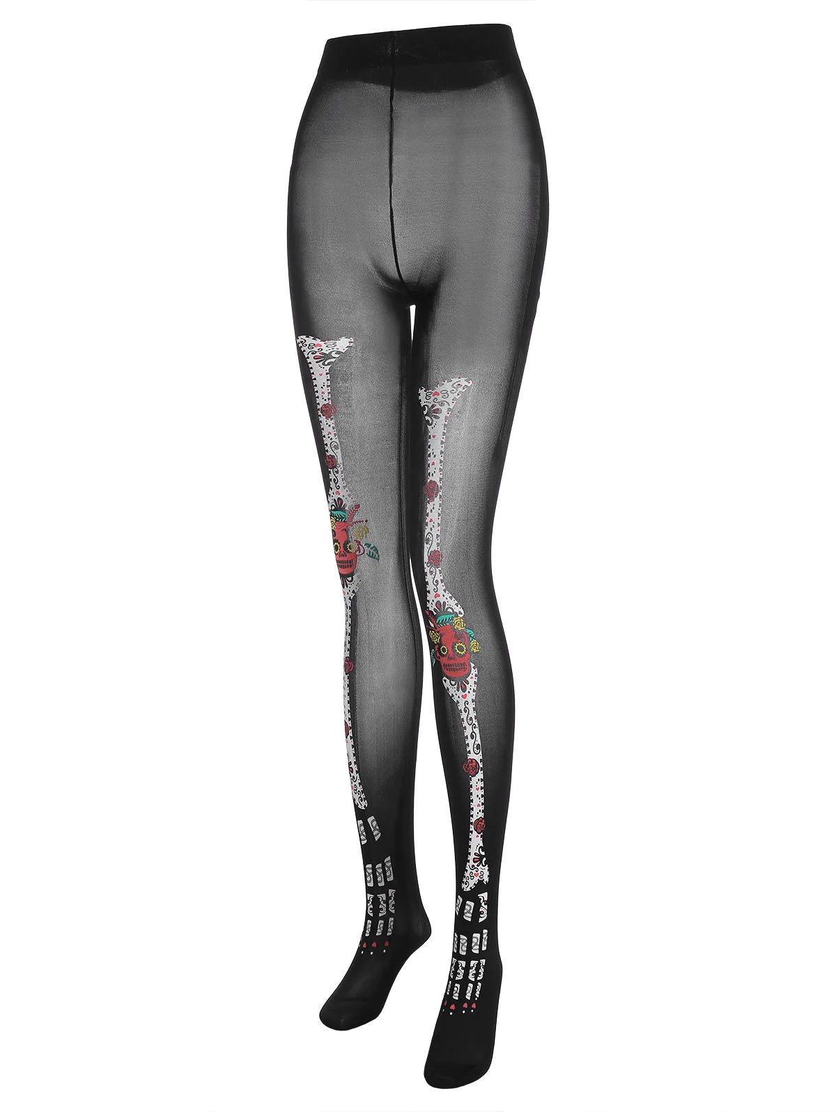 Plus Size Skeleton Print Hallowmas Tights