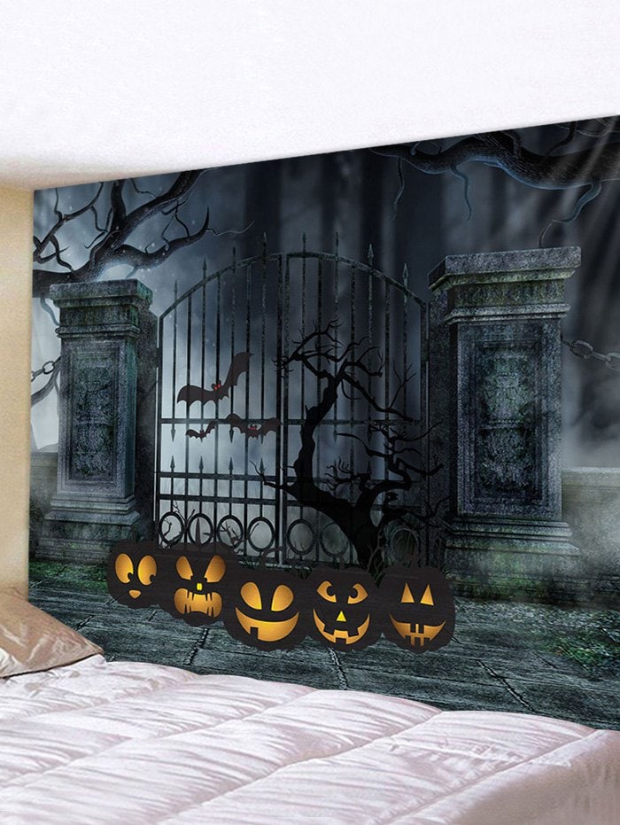 Halloween Pumpkin Cemetery Print Wall Hanging Tapestry