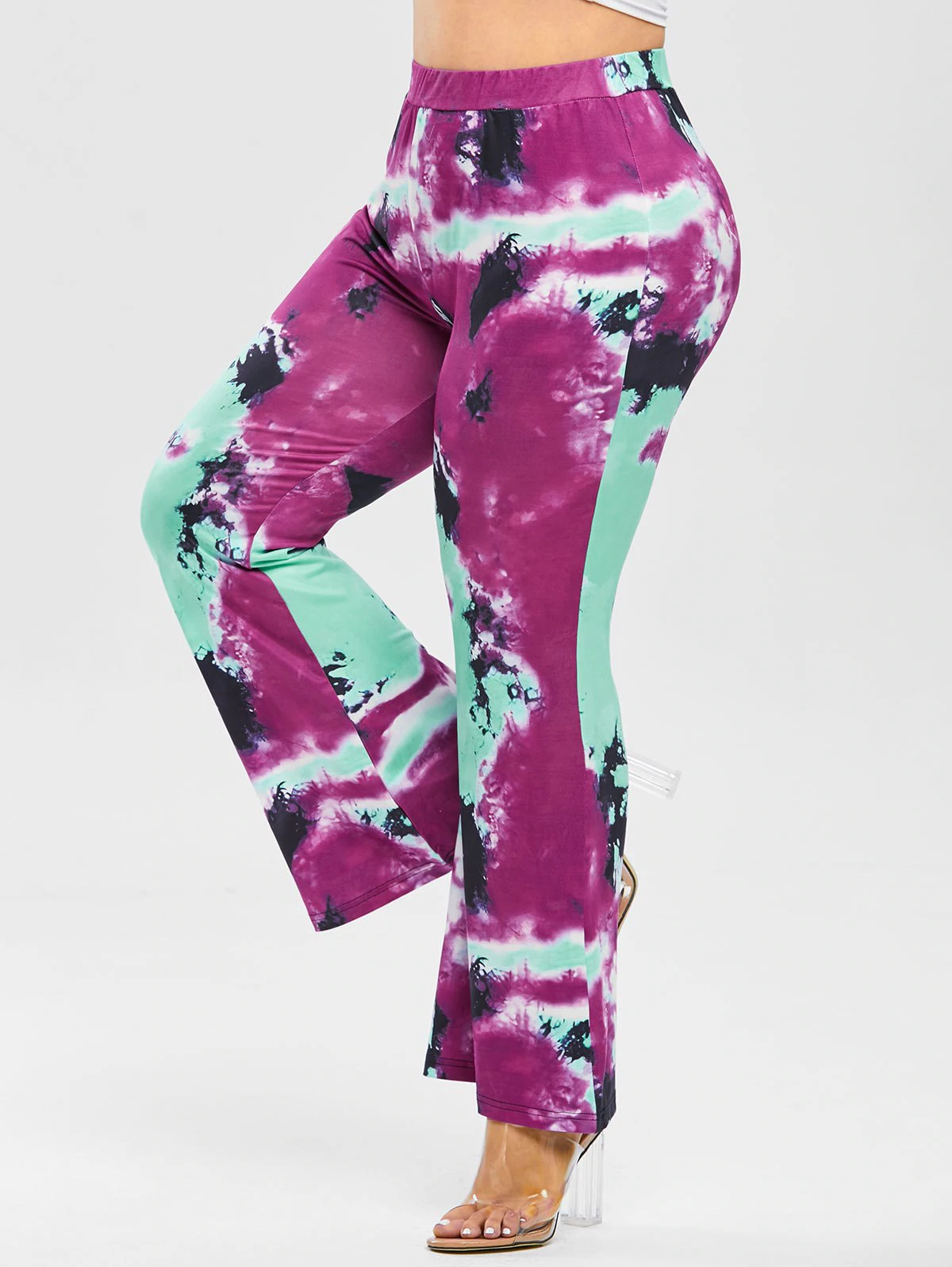 Plus Size High Rise Tie Dye Flare Pants