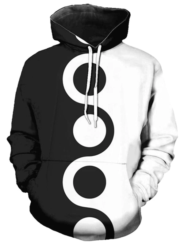 Contrast Circle Print Kangaroo Pocket Hoodie