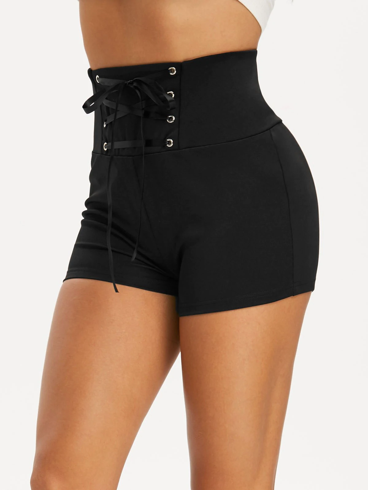 High Waisted Lace-up Front Short Leggings